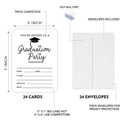 24 Graduation Invitations White Image 1