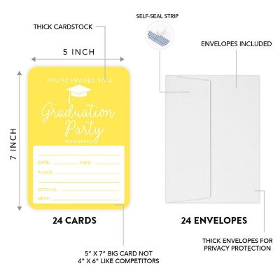 24 Graduation Invitations Yellow Image 1