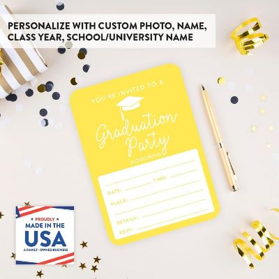 24 Graduation Invitations Yellow Image 2