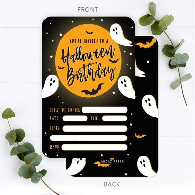24 Halloween Invitations Birthday Ghost Image 1
