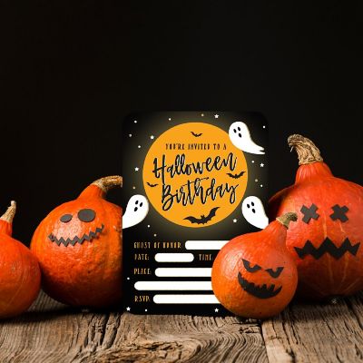 24 Halloween Invitations Birthday Ghost Image 2