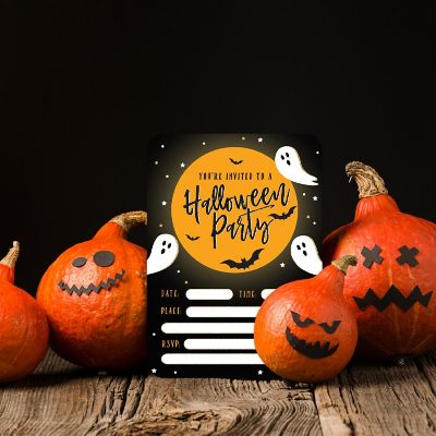 24 Halloween Invitations Party Ghost/Bat Image 2