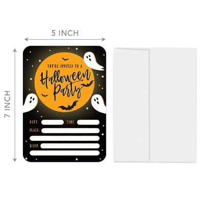 24 Halloween Invitations Party Ghost/Bat Image 3