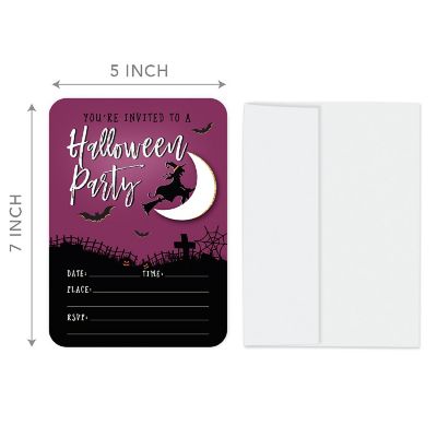 24 Halloween Invitations Purple Witch Image 3