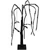 24" LED Lighted Black Glittered Halloween Willow Tree with Bats - Orange Lights Image 1