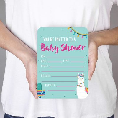 24 Llama/Cactus Baby Shower Invitations Image 1