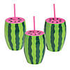 24 oz. Watermelon Reusable BPA-Free Plastic Cups with Lids & Straws - 6 Ct. Image 1