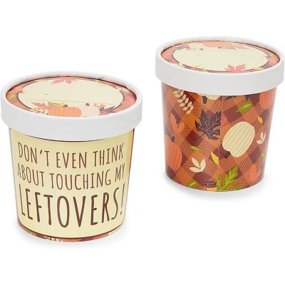 24 Pack Thanksgiving Leftover Containers with Lids, 12 oz Kraft Paper To-Go Cups, Fall Food Containers for Soups Image 3