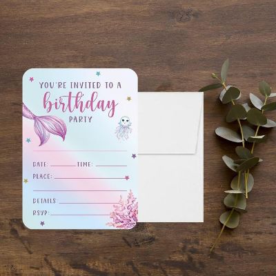 24 Pastel Butterfly Birthday Invitations Image 1