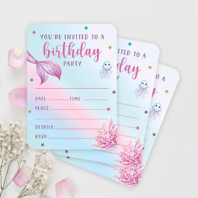24 Pastel Butterfly Birthday Invitations Image 1
