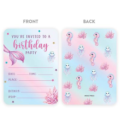 24 Pastel Butterfly Birthday Invitations Image 3