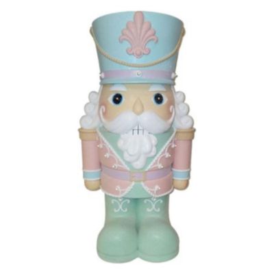 24&quot; Pastel LED Nutcracker - Hand-Painted Polyresin, Battery-Powered Holiday Decor Image 1