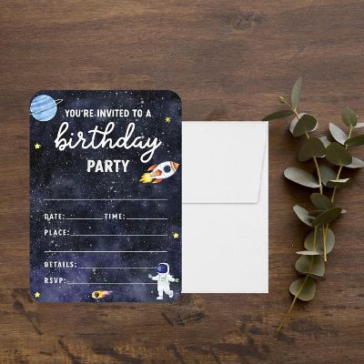 24 Pastel Space Birthday Invitations Image 1