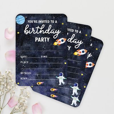 24 Pastel Space Birthday Invitations Image 1