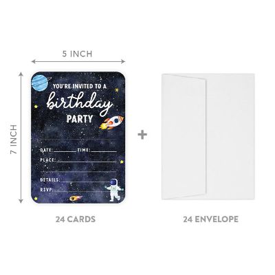 24 Pastel Space Birthday Invitations Image 2