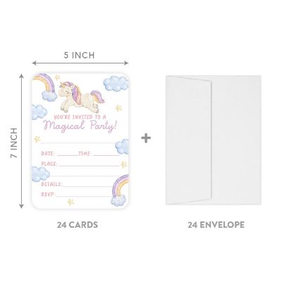 24 Pastel Unicorn Birthday Invitations Image 2