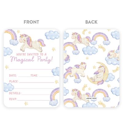 24 Pastel Unicorn Birthday Invitations Image 3