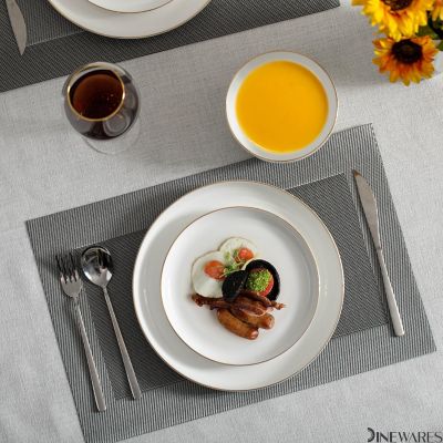 24-Pc White Bone China Dinnerware Set Image 1