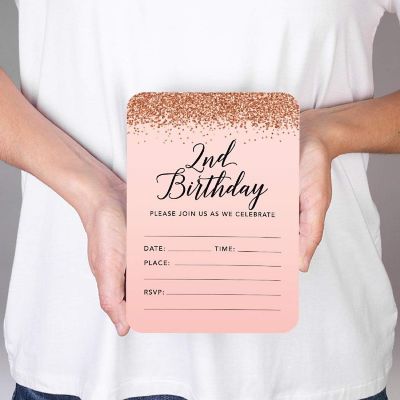 24 Rose Gold Invitations 2nd Birthday Image 1