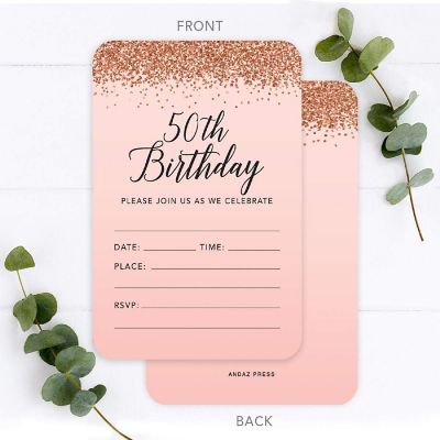 24 Rose Gold Invitations 50th Birthday Image 1