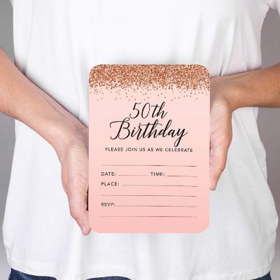24 Rose Gold Invitations 50th Birthday Image 1