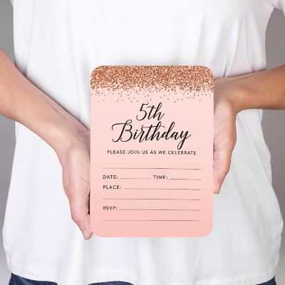 24 Rose Gold Invitations 5th Birthday Image 1