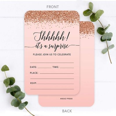 24 Rose Gold Invitations Baby Shower Image 1