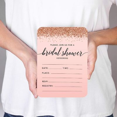 24 Rose Gold Invitations Bridal Shower Image 1