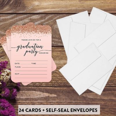24 Rose Gold Invitations Graduation Image 1