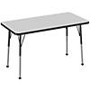 24" x 48" Rectangle T-Mold Activity Table with Adjustable Standard Ball Glide Legs - Gray/Black Image 1