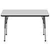24" x 48" Rectangle T-Mold Activity Table with Adjustable Standard Ball Glide Legs - Gray/Black Image 1