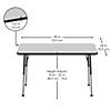 24" x 48" Rectangle T-Mold Activity Table with Adjustable Standard Ball Glide Legs - Gray/Black Image 2