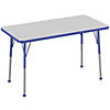 24" x 48" Rectangle T-Mold Activity Table with Adjustable Standard Ball Glide Legs - Gray/Blue Image 1