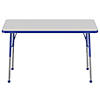 24" x 48" Rectangle T-Mold Activity Table with Adjustable Standard Ball Glide Legs - Gray/Blue Image 1