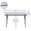 24" x 48" Rectangle T-Mold Activity Table with Adjustable Standard Ball Glide Legs - Gray/Blue Image 2