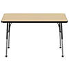 24" x 48" Rectangle T-Mold Activity Table with Adjustable Standard Ball Glide Legs - Maple/Black Image 1
