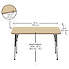 24" x 48" Rectangle T-Mold Activity Table with Adjustable Standard Ball Glide Legs - Maple/Maple/Black Image 2