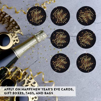240 Pack Black &amp; Gold NYE Labels Image 1