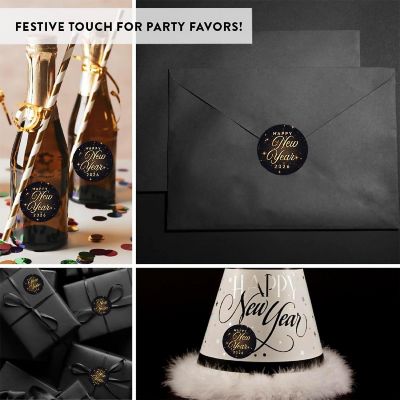 240 Pack Black &amp; Gold NYE Labels Image 1