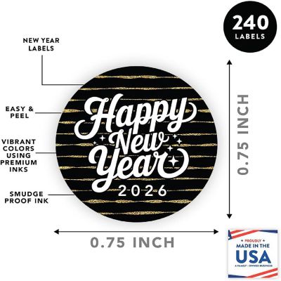 240 Pack Retro Gold Stripe Labels Image 3