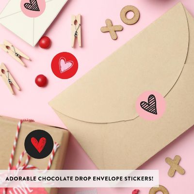 240 Valentines Choc Drop Red Pink Labels Image 1