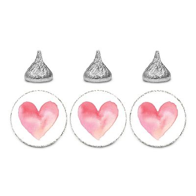 240 Valentines Pink Red Watercolor Label Image 1