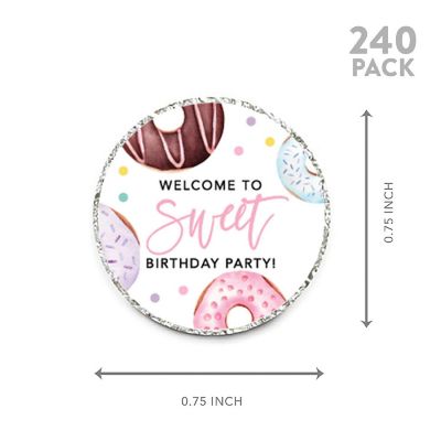 240PCS Donut Theme Birthday Sticker Image 1