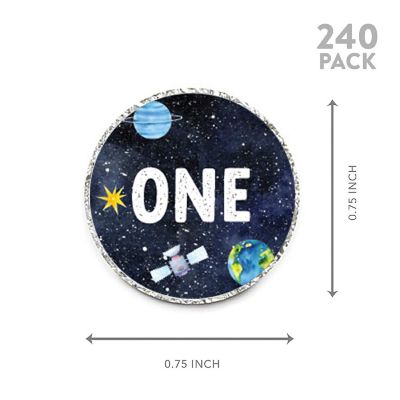 240PCS Outer Space Birthday Stickers Image 1