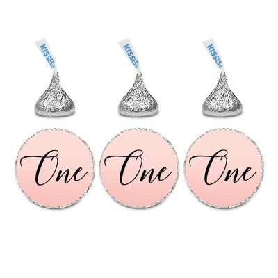 240Pcs Pink Rose 1st Birthday Labels Image 1