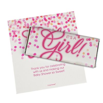 24ct It's a Girl Baby Shower Candy Party Favors Wrappers Only for Chocolate Bars by Just Candy Image 1