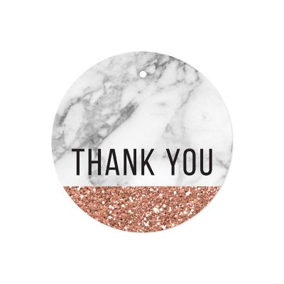 24PC Marble/Rose Gold Glitter Thank You Image 1