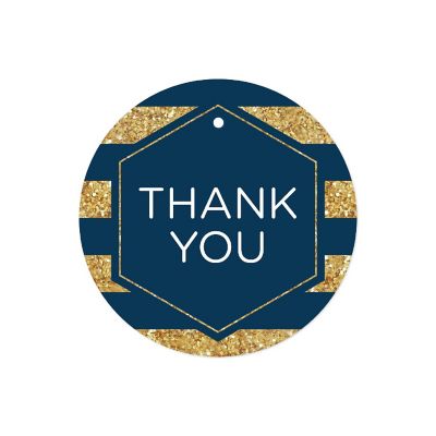 24PC Navy Blue Hexagon Glitter Thank You Image 1