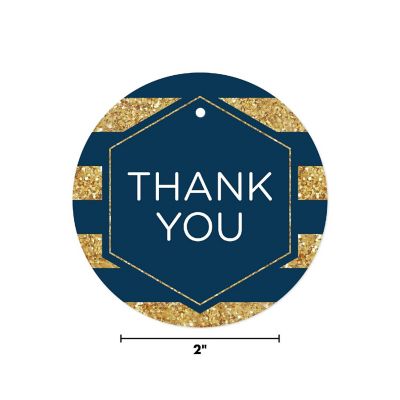 24PC Navy Blue Hexagon Glitter Thank You Image 2