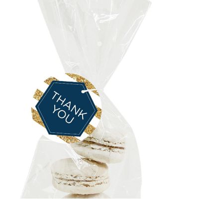 24PC Navy Blue Hexagon/White Thank You Image 1